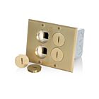 Leviton 35249-TLB 15A 2-Gang Low Voltage Floor Box Brass