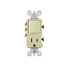 Leviton 5645-I 3-Way Ivory Comb Switch & Receptacle