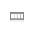 Leviton 80312-GY Screwless 4 Gang Wall Plate