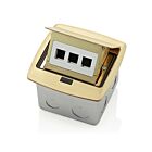 Leviton PFQP3-BR Pop-Up Floor Box W/Quickport 3-Port Brass