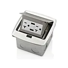 Leviton PFUS2-BN Pop-Up Floor Box W/20A Duplex Usb Brushed Nickel