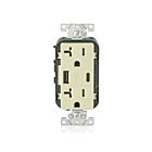 Leviton T5833-I Ivory Combination Duplex Receptacle Type Ac Usbpt Charger 20A125V