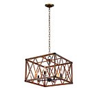 CWI Lighting Marini 1033P18-4-230 Wood Grain Brown 4 Lights 240W Chandelier