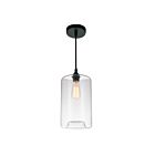 CWI Lighting Glass 5553P7-Clear Black 1 Light 60W Pendant