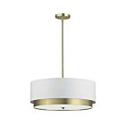 Dainolite LAR-204LP-AGB Larkin 4-Lights 300W Aged Brass Drum Pendant