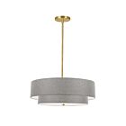 Dainolite Everly 571-224P-AGB-GRY 4 Lights Aged Brass 240W Incandescent 2 Tier Pendant