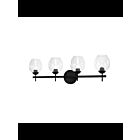 Dainolite Abii ABI-284W-MB-CLR Matte Black 4-Lights 160W LED Vanity
