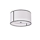 Dainolite Notched Drum NDR-153FH-BK-WH 3 Lights White with Black Trim 120W Flush Mount
