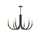 Dainolite Wand WAN-286C-MB-AGB 6 Lights Matte Black 360W Incandescent 1-tier Chandelier