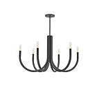 Dainolite Wand WAN-286C-MB 6 Lights Matte Black 360W Incandescent 1-tier Chandelier