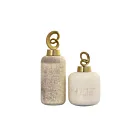ELK Home H0807-8735-S2 Speckled White Tiff Bottles - Set of 2