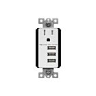 Enerlites 61150-TR3USB-CU-W Interchangeable Three Type-A USB Charger with 15A Tamper-Resistant Receptacle