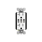 Enerlites 62001-TR3USB-CC-W Three Type-A USB Charger with 20A Duplex Tamper-Resistant Receptacles and Interchangeable Face Covers