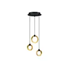 Kendal Lighting PF328-3LPA-BLK-BRS Black & Brass 3-Lights 20W Pendant