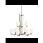 Kichler 1897NI 9-Lights Brushed Nickel 100W 2-Tier Chandelier