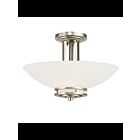 Kichler 3674NI 2-Lights Brushed Nickel 60W Semi-Flush Mount Ceiling Light