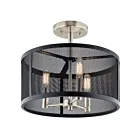 Kichler 38220 3-Lights Satin Black 60W Semi-Flush Mount Ceiling Light