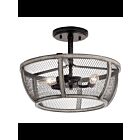 Kichler 38238 3-Lights Anvil Iron 60W Semi-Flush Mount Ceiling Light