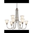 Kichler 42885NI 9-Lights Brushed Nickel 100W 2-Tier Chandelier