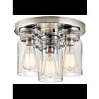 Kichler 42891NI 3-Lights Brushed Nickel 75W Flush Mount Ceiling Light
