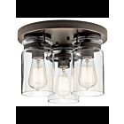 Kichler 42891OZ 3-Lights Olde Bronze 75W Flush Mount Ceiling Light