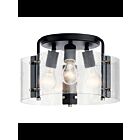 Kichler 42954BK 3-Lights Black 75W Semi-Flush Mount Ceiling Light