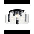 Kichler 42955BK 3-Lights Black 75W Semi-Flush Mount Ceiling Light