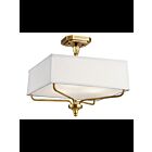 Kichler 43309NBR 3-Lights Natural Brass 100W Semi-Flush Mount Ceiling Light