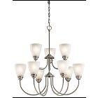 Kichler 43639NI 9-Lights Brushed Nickel 100W 2-Tier Chandelier