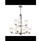 Kichler 44052NI 9-Lights Brushed Nickel 75W 2-Tier Chandelier