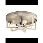 Kichler 44293WWW 3-Lights White Washed Wood 75W Flush Mount Ceiling Light