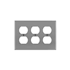 Leviton 80730-GY 3 Gang Gray Nylon Duplex Plate