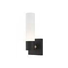 Livex Lighting Aero 10101-14 60W 1-Light Textured Black with Antique Brass Accent Wall Sconce