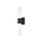 Livex Lighting 10102-14 Aero 2-Lights 120W Textured Black with Antique Brass Accent Bath Vanity Light