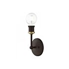 Livex Lighting Lansdale 14429-07 1-Light 60W Bronze with Antique Brass Accents Vanity Light