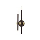 Livex Lighting 15582-07 Denmark 2-Lights 120W Bronze with Antique Brass Accents Bath Vanity Light