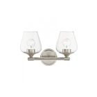 Livex Lighting 17472-91 Willow 2-Lights 120W Brushed Nickel Bath Vanity Light