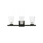 Livex Lighting 17623-04 Cityview 3-Lights 180W Black with Brushed Nickel Accents Bath Vanity Light