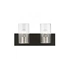 Livex Lighting 18472-04 Zurich 2-Lights 200W Black with Brushed Nickel Accents Bath Vanity Light