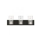 Livex Lighting 18473-04 Zurich 3-Lights 300W Black with Brushed Nickel Accents Bath Vanity Light