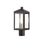 Livex Lighting Nyack 20590-07 1-Light 100W Bronze with Antique Brass Cluser Outdoor Post Top Lantern