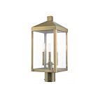 Livex Lighting Nyack 20592-01 3-Lights 180W Antique Brass Outdoor Post Top Lantern