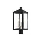 Livex Lighting Nyack 20592-04 3-Lights 180W Black with Brushed Nickel Cluster Outdoor Post Top Lantern