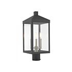 Livex Lighting Nyack 20592-76 3-Lights 180W Scandinavian Gray Outdoor Post Top Lantern