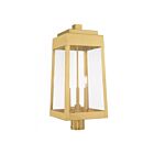 Livex Lighting Oslo 20859-12 3-Lights 180W Satin Brass Outdoor Post Top Lantern