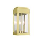 Livex Lighting 21235-12 York 2-lights 120W Satin Brass Outdoor Wall Lantern