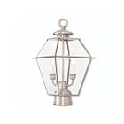 Livex Lighting Westover 2284-91 2-Lights 120W Brushed Nickel Outdoor Post Top Lantern
