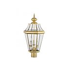 Livex Lighting Georgetown 2364-02 3-Lights 180W Polished Brass Outdoor Post Lantern