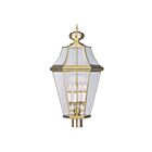 Livex Lighting Georgetown 2368-02 4-Lights 240W Polished Brass Outdoor Post Lantern