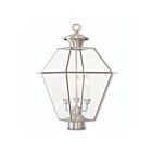 Livex Lighting Westover 2384-91 3-Lights 180W Brushed Nickel Outdoor Post Top Lantern